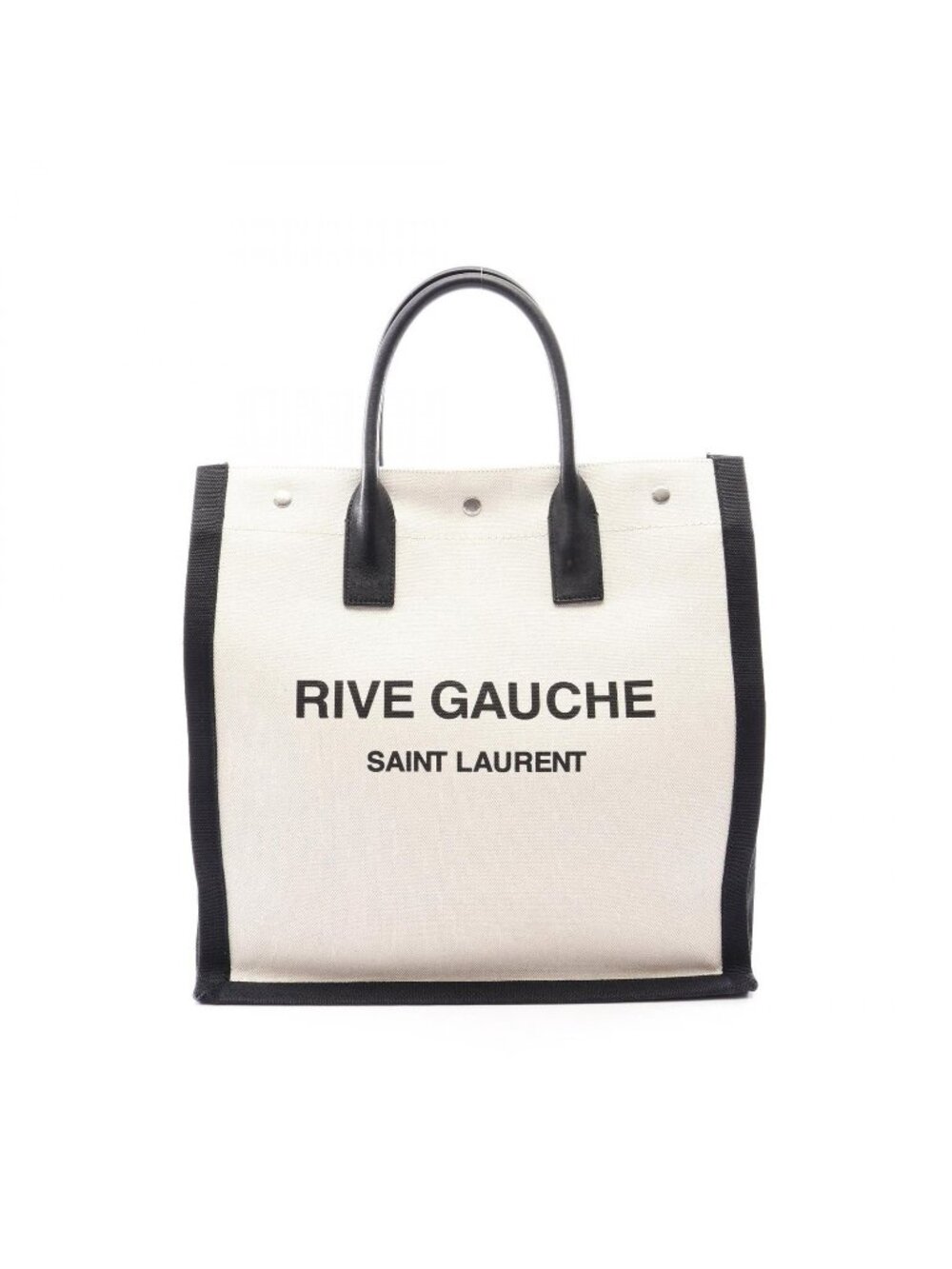 Saint Laurent Paris Tote Bag Rive Gauche Natural Black Canvas Leather